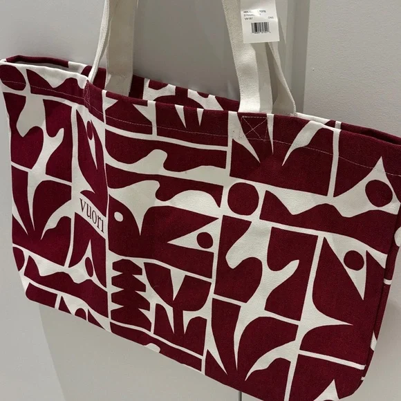 NWT Vuori Burgundy / White Graphic Tote - Picture 6 of 8